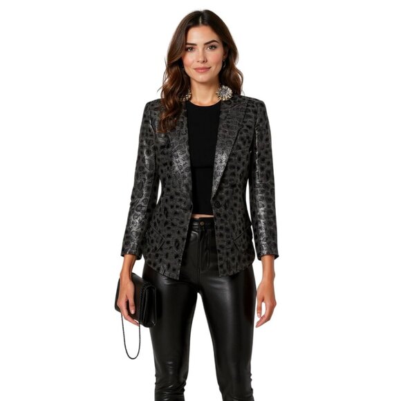 Smythe Blazer Printed Evening Leopard Pattern Jacket- Size 4 - Picture 1 of 7